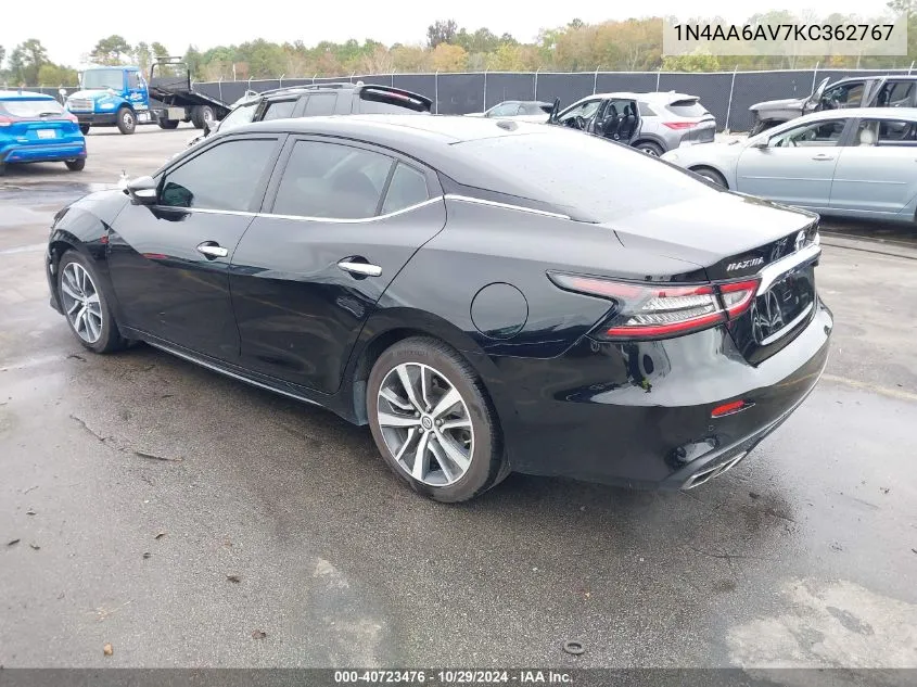 2019 Nissan Maxima 3.5 Sl VIN: 1N4AA6AV7KC362767 Lot: 40723476