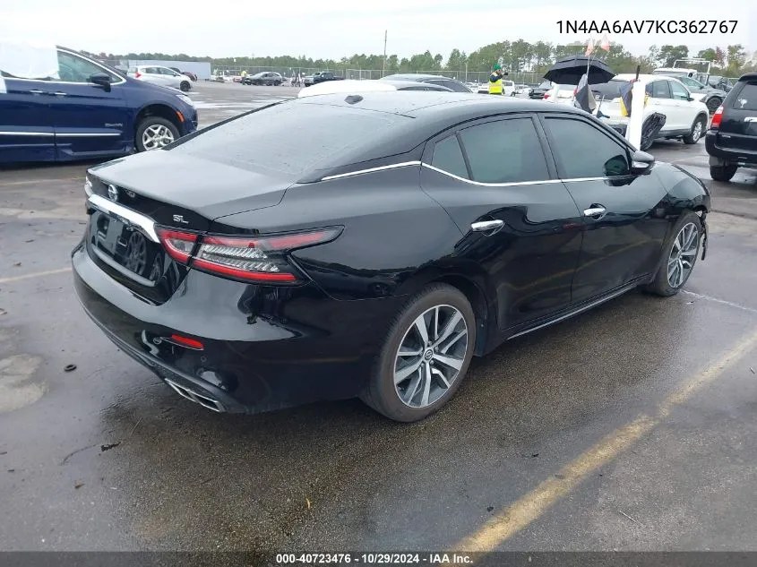 2019 Nissan Maxima 3.5 Sl VIN: 1N4AA6AV7KC362767 Lot: 40723476