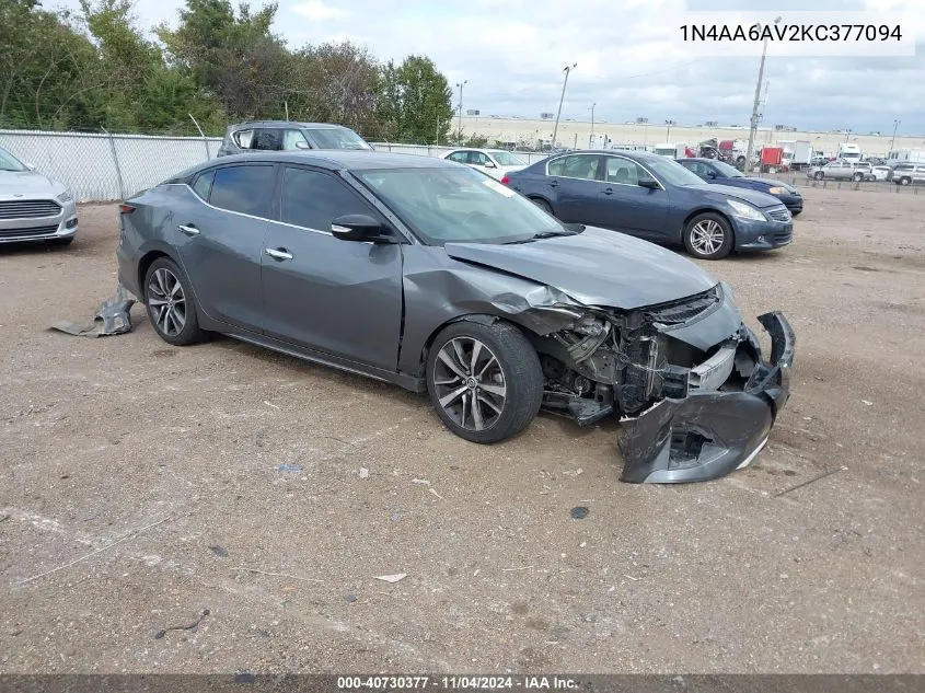 2019 Nissan Maxima 3.5 Sv VIN: 1N4AA6AV2KC377094 Lot: 40730377