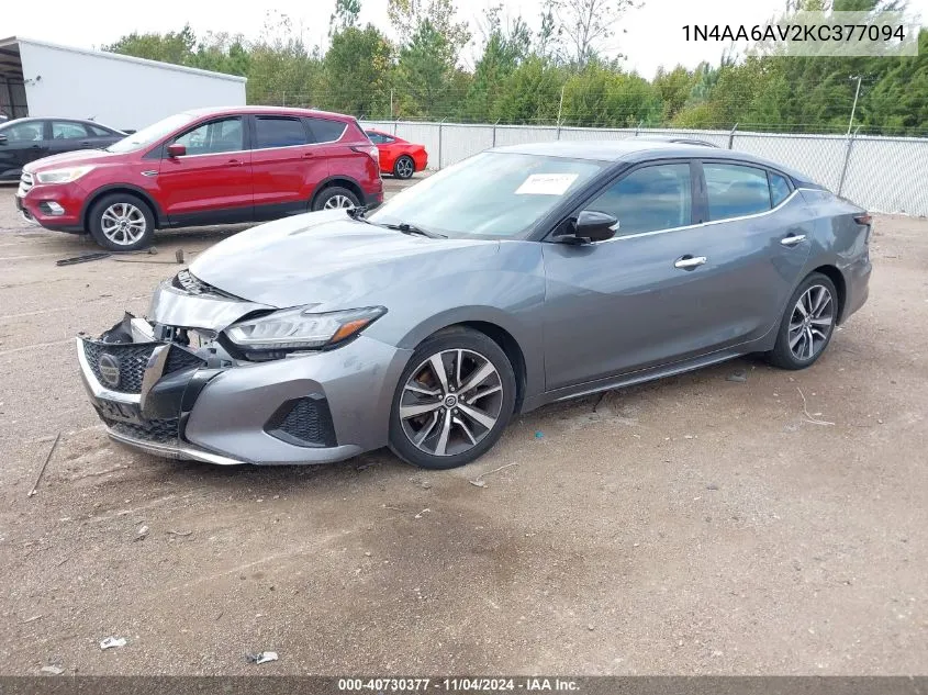 2019 Nissan Maxima 3.5 Sv VIN: 1N4AA6AV2KC377094 Lot: 40730377