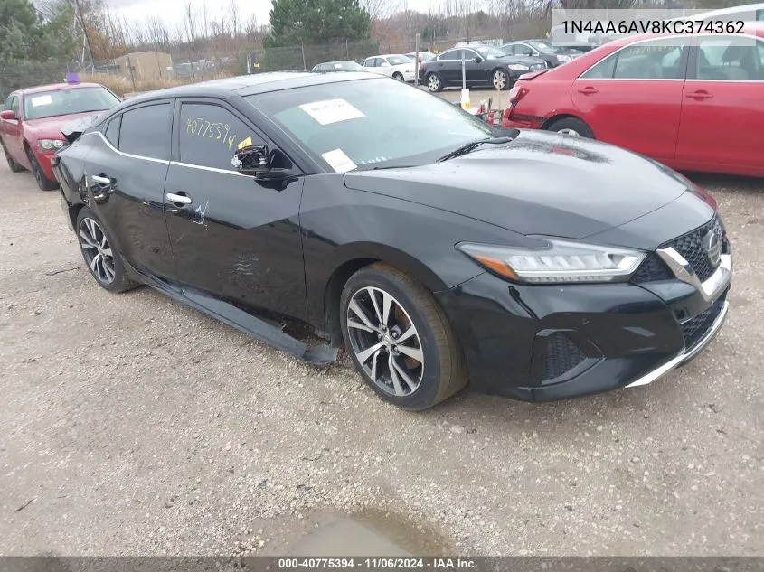 2019 Nissan Maxima 3.5 Sl VIN: 1N4AA6AV8KC374362 Lot: 40775394