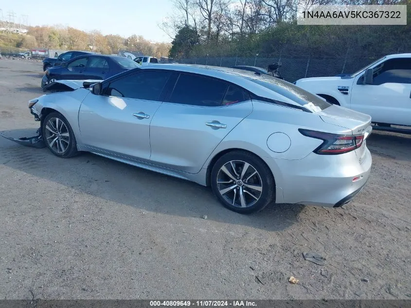 2019 Nissan Maxima 3.5 Sl VIN: 1N4AA6AV5KC367322 Lot: 40809649