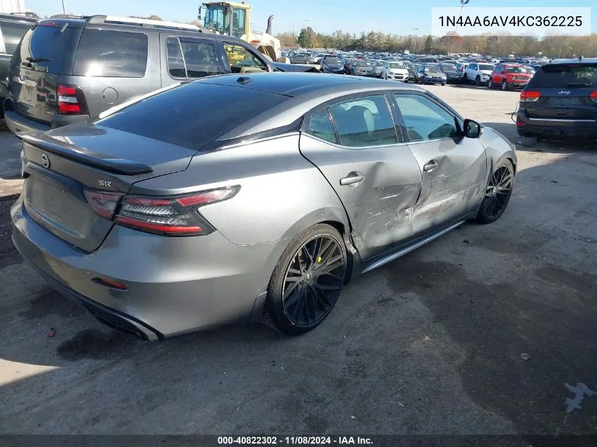 2019 Nissan Maxima 3.5 Sr VIN: 1N4AA6AV4KC362225 Lot: 40822302