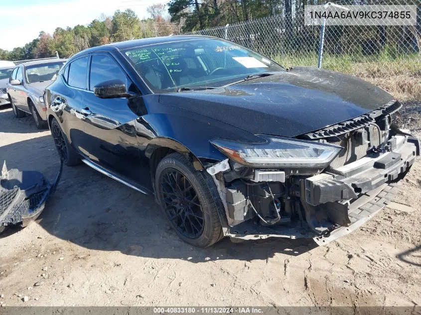 2019 Nissan Maxima 3.5 S VIN: 1N4AA6AV9KC374855 Lot: 40833180