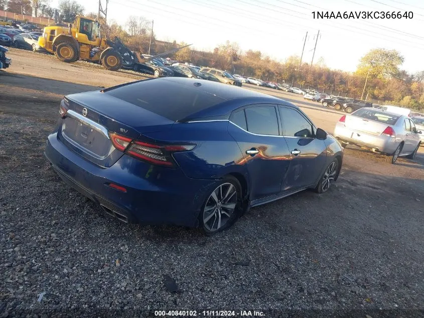 2019 Nissan Maxima 3.5 Sv VIN: 1N4AA6AV3KC366640 Lot: 40840102