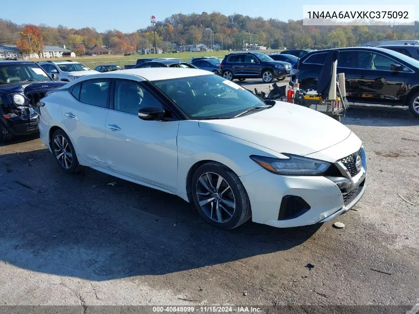 2019 Nissan Maxima 3.5 Sv VIN: 1N4AA6AVXKC375092 Lot: 40848099