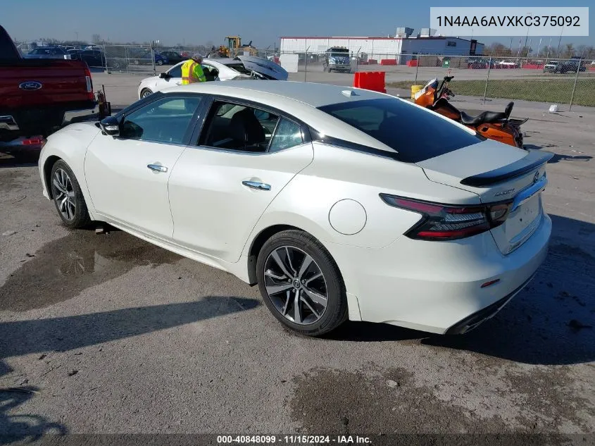 2019 Nissan Maxima 3.5 Sv VIN: 1N4AA6AVXKC375092 Lot: 40848099