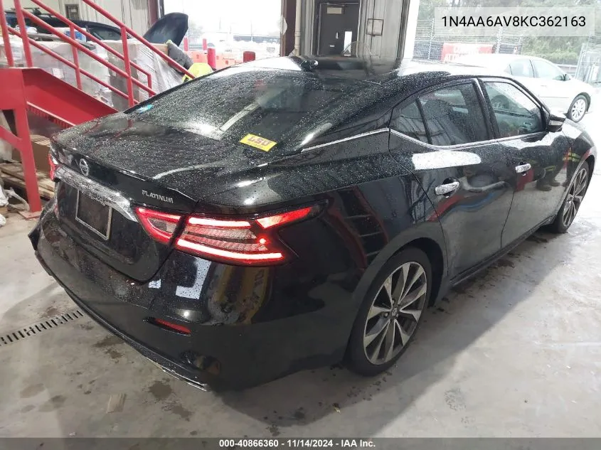 2019 Nissan Maxima 3.5 Platinum VIN: 1N4AA6AV8KC362163 Lot: 40866360