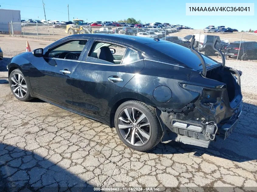 2019 Nissan Maxima 3.5 Sl VIN: 1N4AA6AV4KC364041 Lot: 40869443