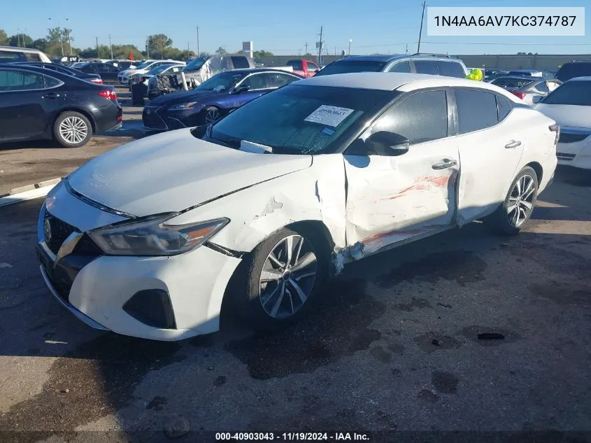 2019 Nissan Maxima 3.5 Sv VIN: 1N4AA6AV7KC374787 Lot: 40903043