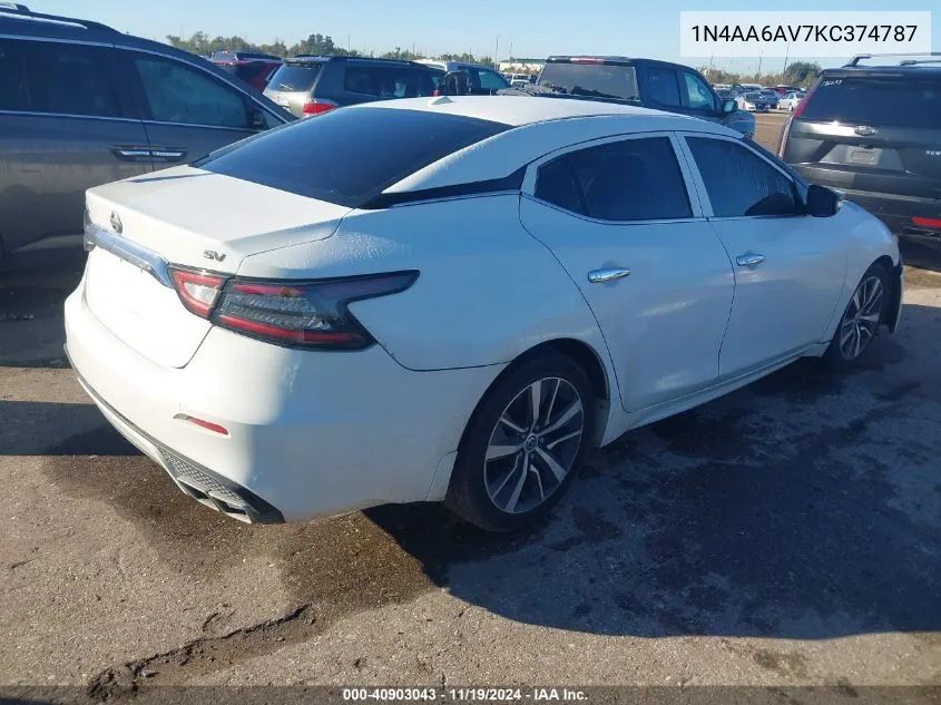 2019 Nissan Maxima 3.5 Sv VIN: 1N4AA6AV7KC374787 Lot: 40903043