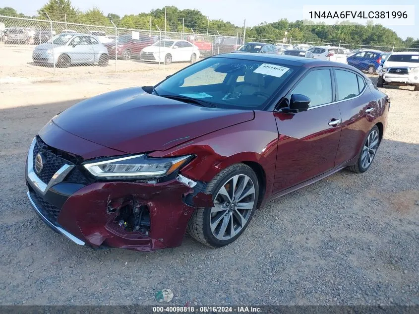 2020 Nissan Maxima Platinum VIN: 1N4AA6FV4LC381996 Lot: 40098818