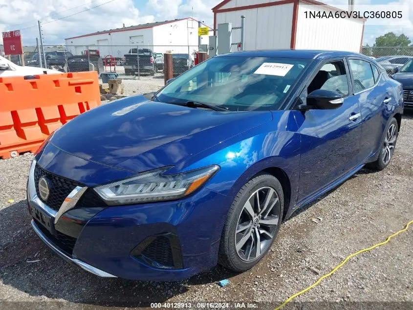 2020 Nissan Maxima Sv Xtronic Cvt VIN: 1N4AA6CV3LC360805 Lot: 40129913