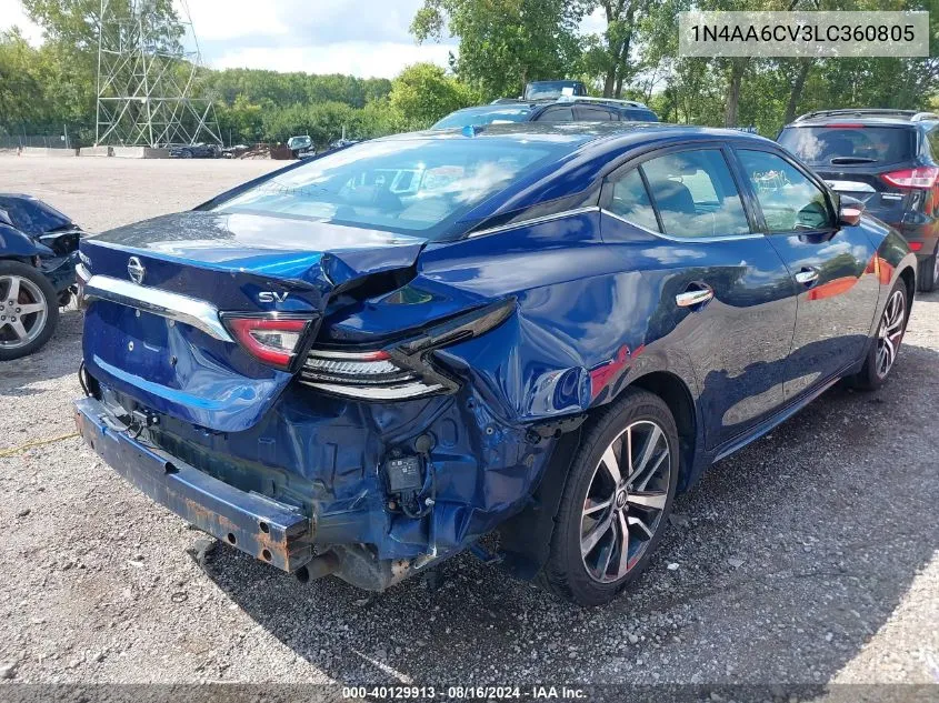 2020 Nissan Maxima Sv Xtronic Cvt VIN: 1N4AA6CV3LC360805 Lot: 40129913