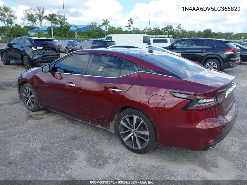 2020 Nissan Maxima Sl Xtronic Cvt VIN: 1N4AA6DV5LC366829 Lot: 40319379