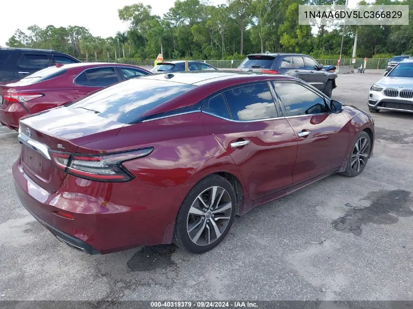 2020 Nissan Maxima Sl Xtronic Cvt VIN: 1N4AA6DV5LC366829 Lot: 40319379