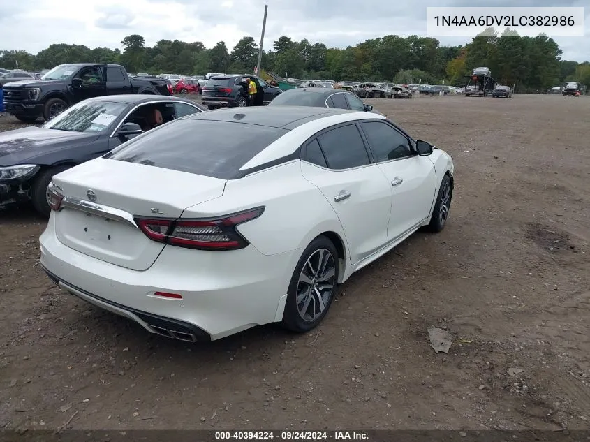 2020 Nissan Maxima Sl Xtronic Cvt VIN: 1N4AA6DV2LC382986 Lot: 40394224