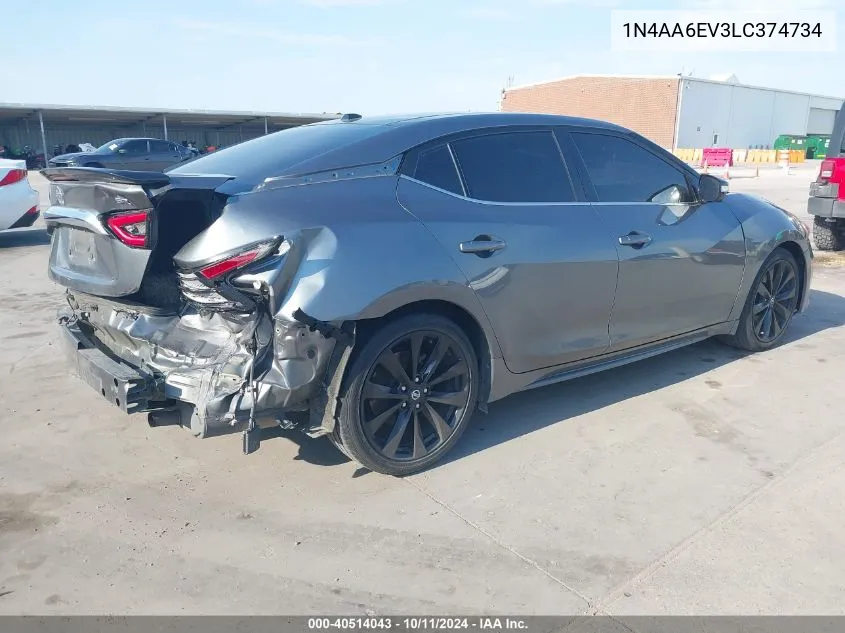 2020 Nissan Maxima Sr Xtronic Cvt VIN: 1N4AA6EV3LC374734 Lot: 40514043