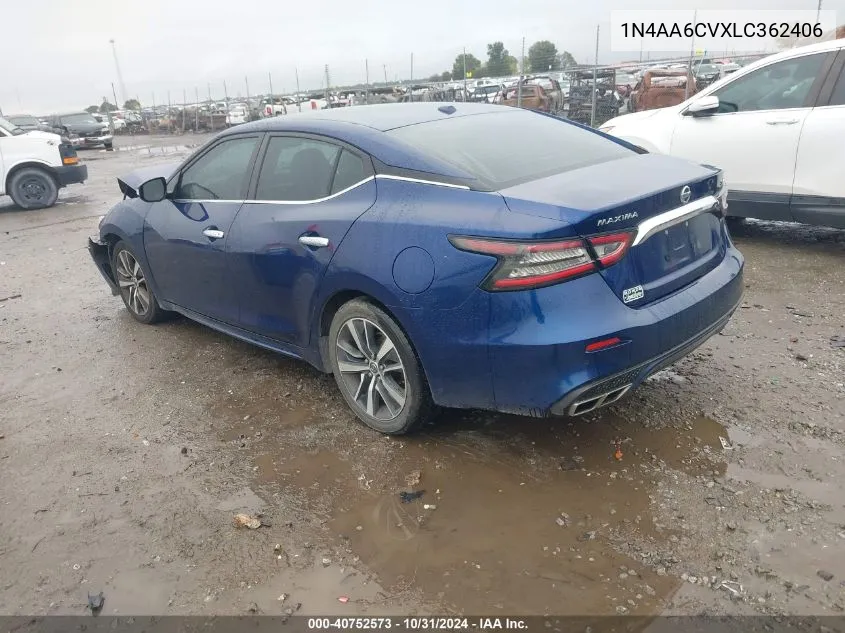 2020 Nissan Maxima Sv Xtronic Cvt VIN: 1N4AA6CVXLC362406 Lot: 40752573