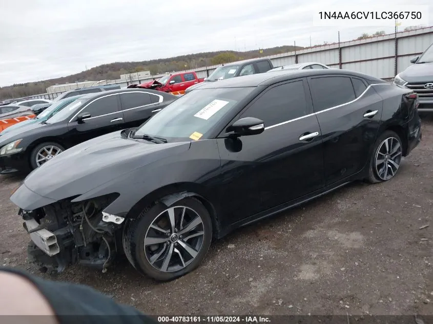 2020 Nissan Maxima Sv Xtronic Cvt VIN: 1N4AA6CV1LC366750 Lot: 40783161