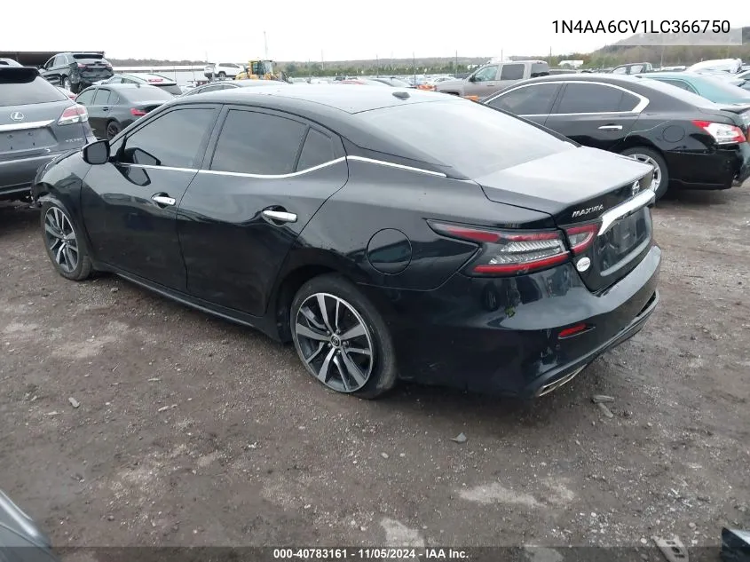 2020 Nissan Maxima Sv Xtronic Cvt VIN: 1N4AA6CV1LC366750 Lot: 40783161