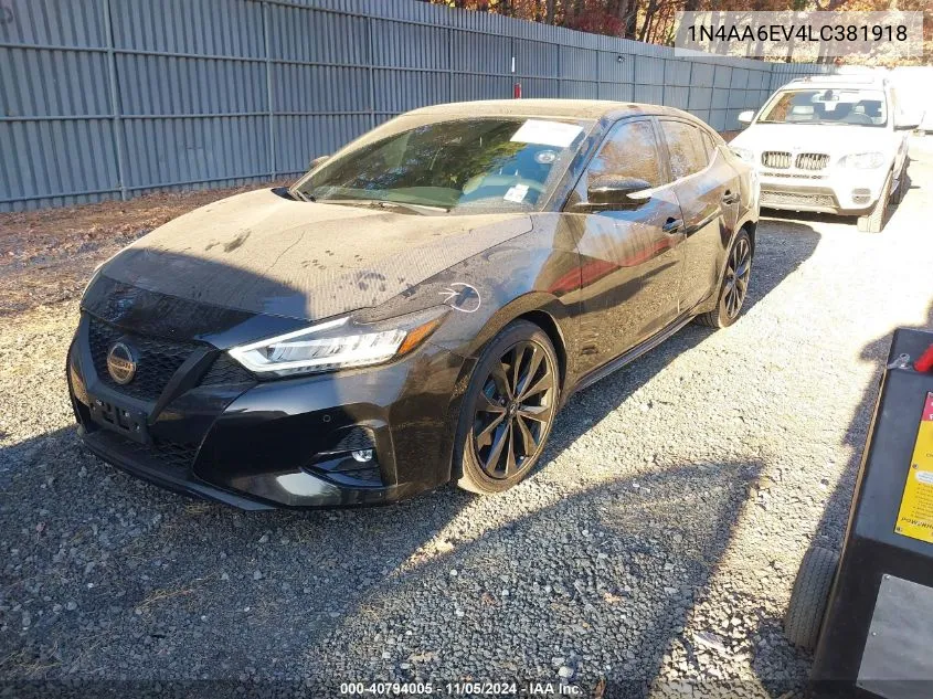 2020 Nissan Maxima Sr Xtronic Cvt VIN: 1N4AA6EV4LC381918 Lot: 40794005