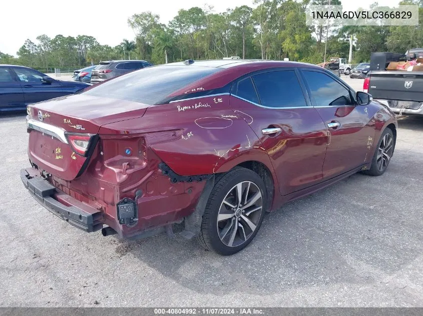 2020 Nissan Maxima Sl Xtronic Cvt VIN: 1N4AA6DV5LC366829 Lot: 40804992