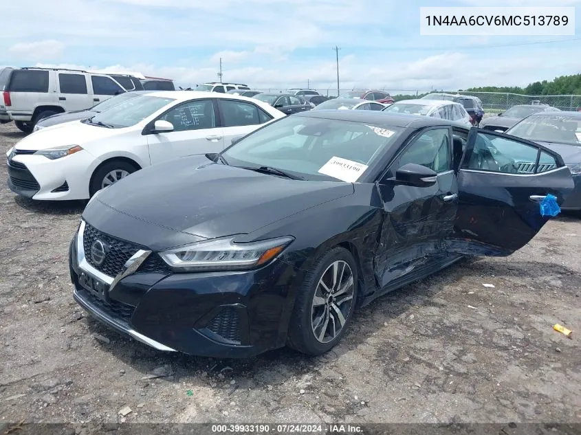 2021 Nissan Maxima Sv Xtronic Cvt VIN: 1N4AA6CV6MC513789 Lot: 39933190