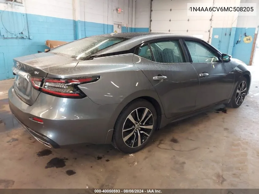 2021 Nissan Maxima Sv Xtronic Cvt VIN: 1N4AA6CV6MC508205 Lot: 40050593