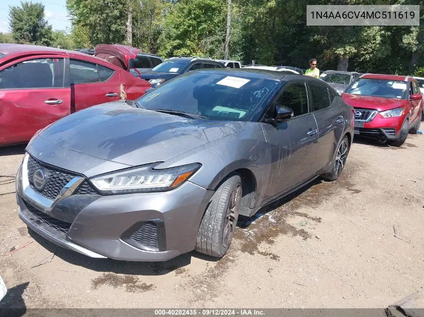 2021 Nissan Maxima Sv VIN: 1N4AA6CV4MC511619 Lot: 40282435