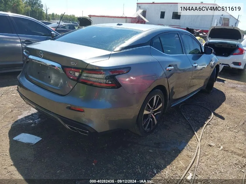 1N4AA6CV4MC511619 2021 Nissan Maxima Sv