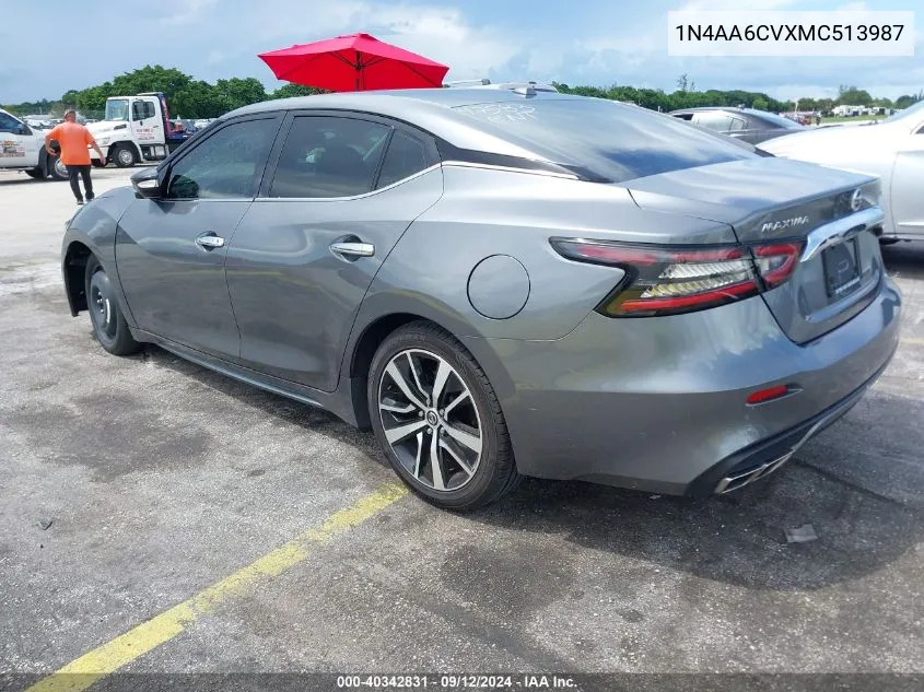 2021 Nissan Maxima Sv Xtronic Cvt VIN: 1N4AA6CVXMC513987 Lot: 40342831