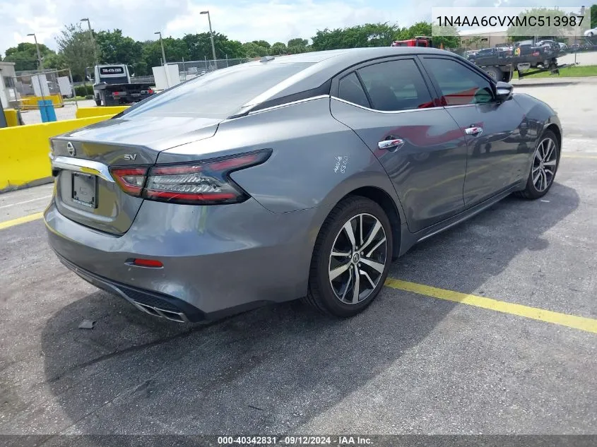 2021 Nissan Maxima Sv Xtronic Cvt VIN: 1N4AA6CVXMC513987 Lot: 40342831