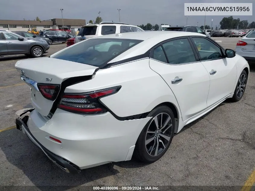 2021 Nissan Maxima Sv Xtronic Cvt VIN: 1N4AA6CV9MC515956 Lot: 40390096