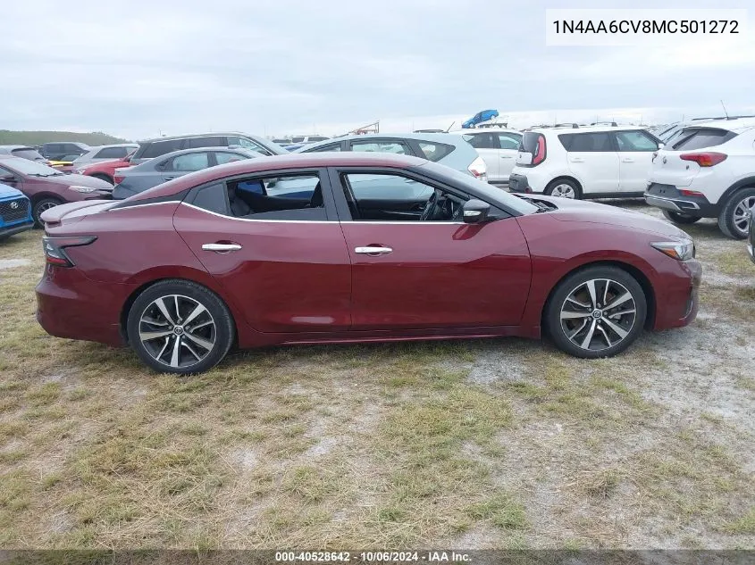 2021 Nissan Maxima Sv VIN: 1N4AA6CV8MC501272 Lot: 40528642