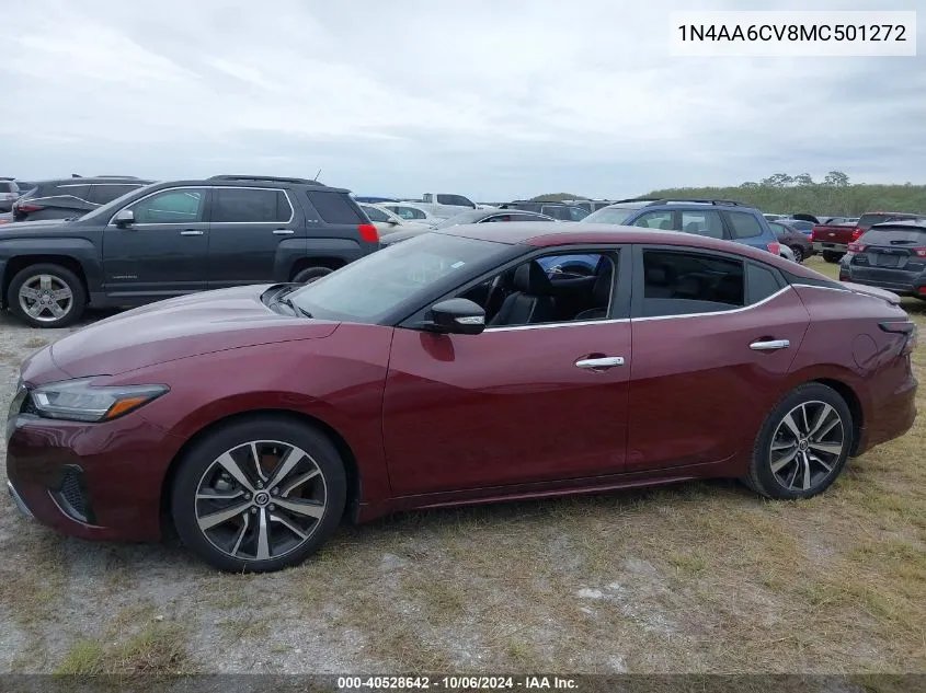 2021 Nissan Maxima Sv VIN: 1N4AA6CV8MC501272 Lot: 40528642