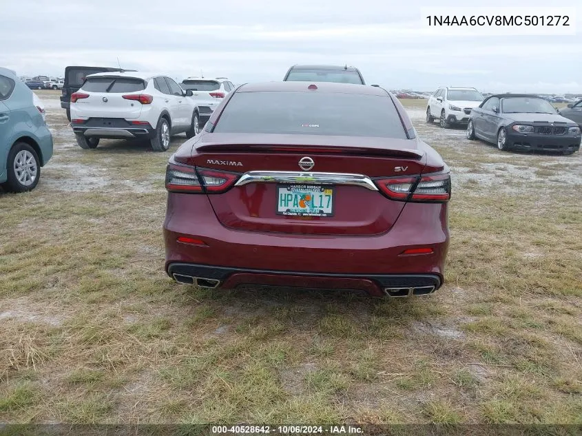 2021 Nissan Maxima Sv VIN: 1N4AA6CV8MC501272 Lot: 40528642