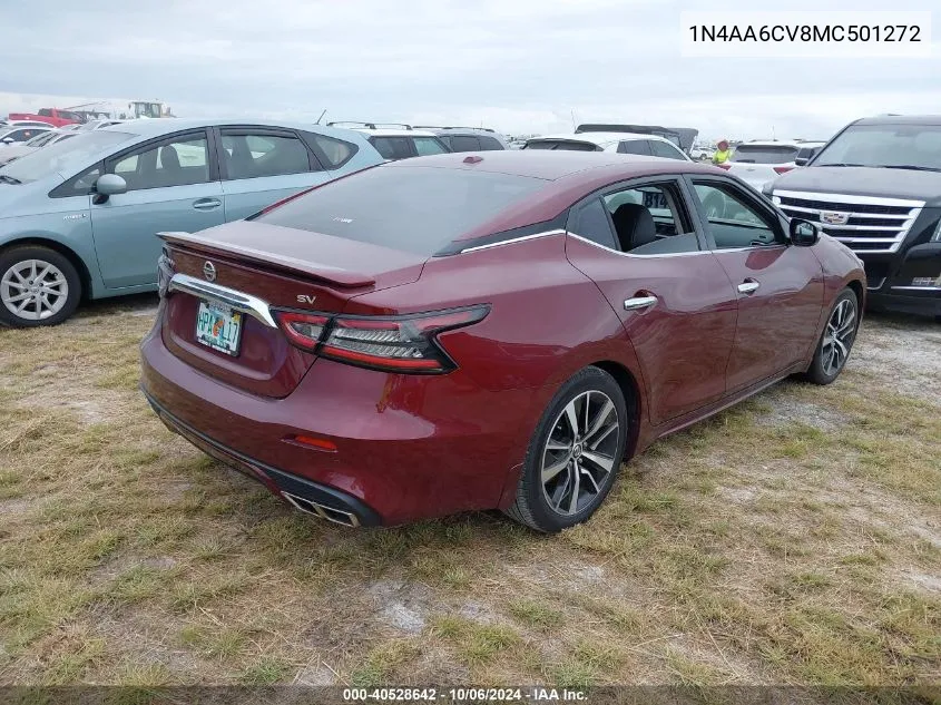 2021 Nissan Maxima Sv VIN: 1N4AA6CV8MC501272 Lot: 40528642