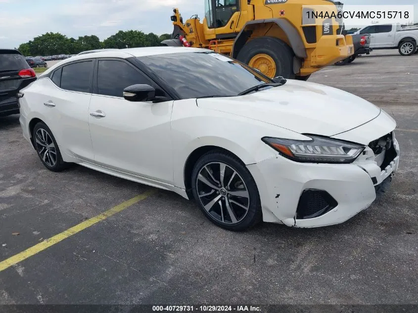 2021 Nissan Maxima Sv Xtronic Cvt VIN: 1N4AA6CV4MC515718 Lot: 40729731