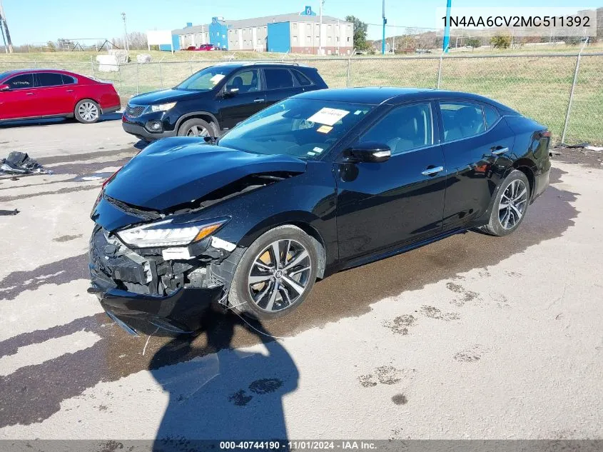 2021 Nissan Maxima Sv Xtronic Cvt VIN: 1N4AA6CV2MC511392 Lot: 40744190