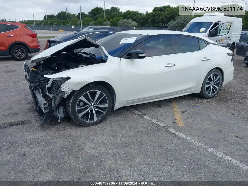 2021 Nissan Maxima Sv Xtronic Cvt VIN: 1N4AA6CV8MC501174 Lot: 40797706