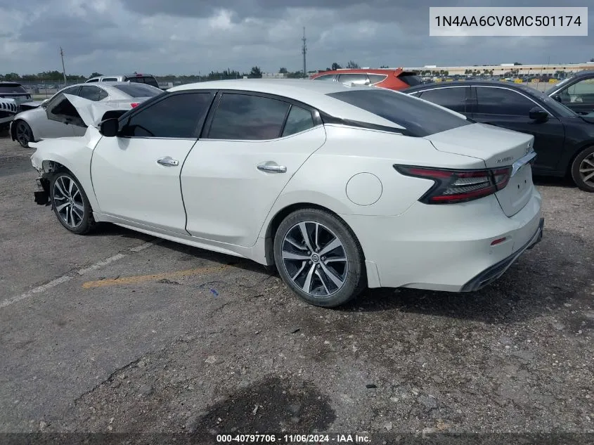 2021 Nissan Maxima Sv Xtronic Cvt VIN: 1N4AA6CV8MC501174 Lot: 40797706