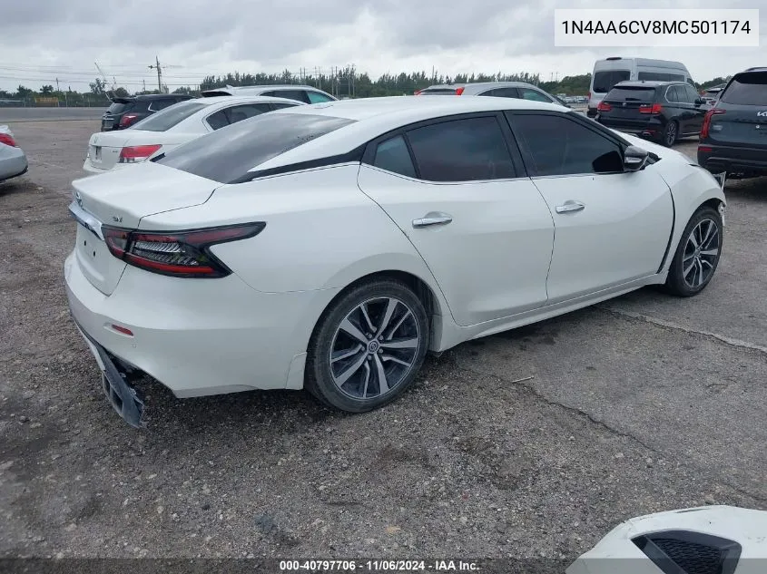 2021 Nissan Maxima Sv Xtronic Cvt VIN: 1N4AA6CV8MC501174 Lot: 40797706