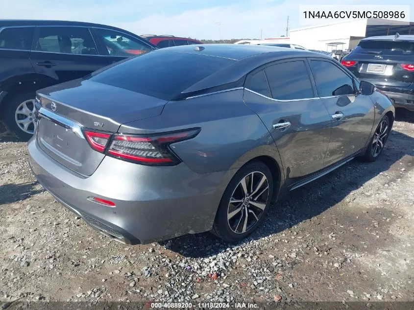 2021 Nissan Maxima Sv Xtronic Cvt VIN: 1N4AA6CV5MC508986 Lot: 40889200