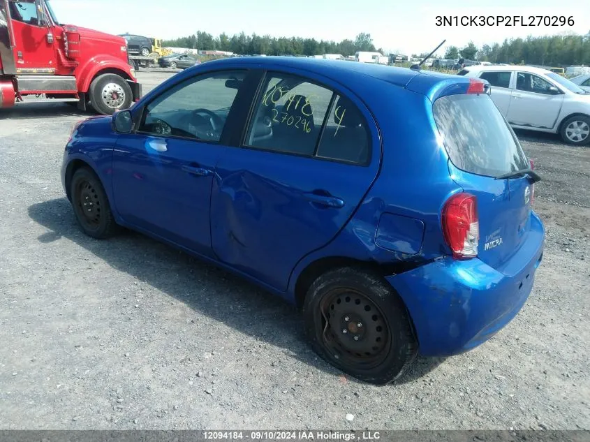 3N1CK3CP2FL270296 2015 Nissan Micra