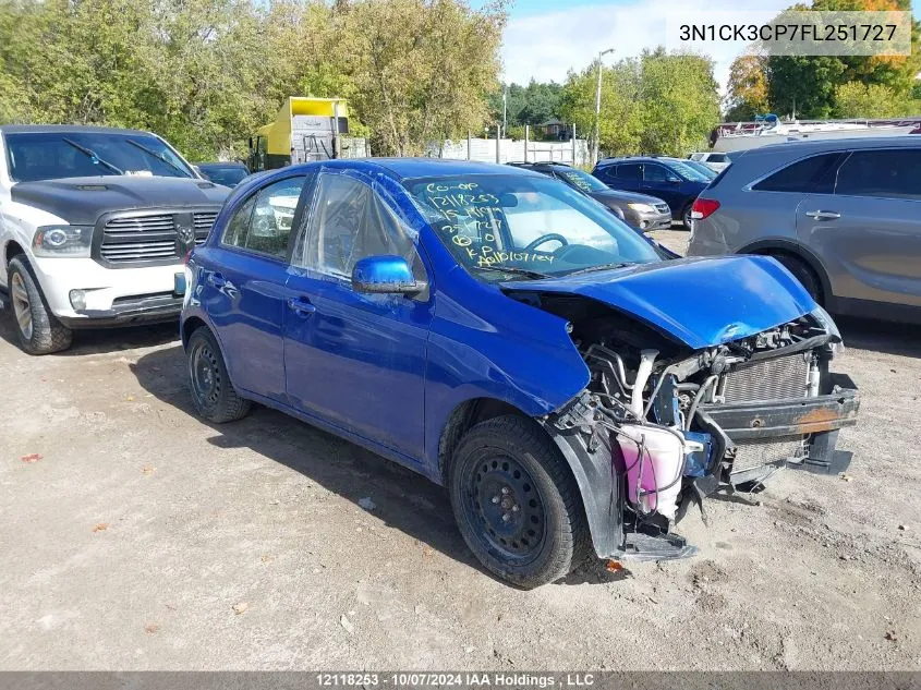 2015 Nissan Micra VIN: 3N1CK3CP7FL251727 Lot: 12118253