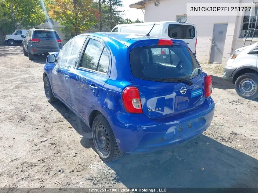 2015 Nissan Micra VIN: 3N1CK3CP7FL251727 Lot: 12118253