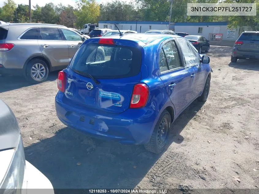 2015 Nissan Micra VIN: 3N1CK3CP7FL251727 Lot: 12118253