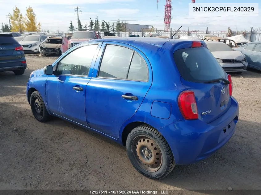 2015 Nissan Micra VIN: 3N1CK3CP6FL240329 Lot: 12127511