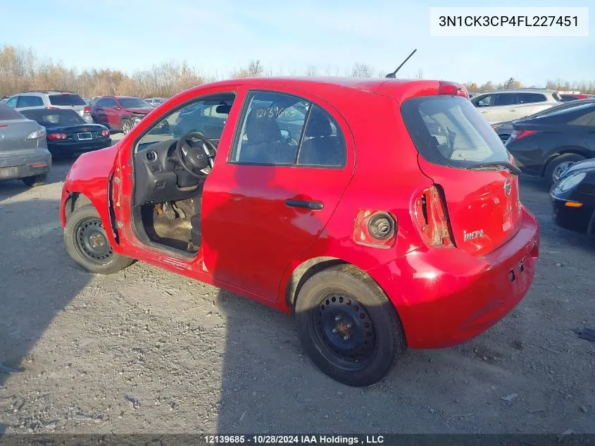 2015 Nissan Micra VIN: 3N1CK3CP4FL227451 Lot: 12139685